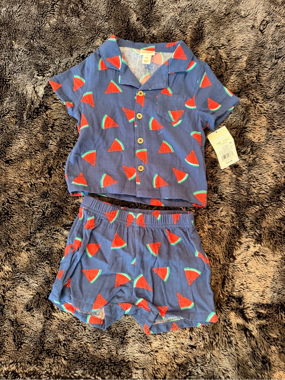 Blue Watermelon Print Two-Piece Set